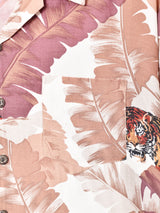 トラ 総柄 オープンカラー 半袖シャツ