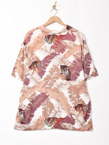 トラ 総柄 オープンカラー 半袖シャツ