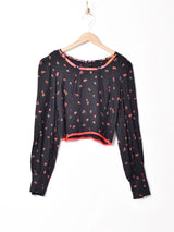 花柄 クロップドトップス