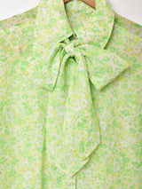 花柄 ボウタイ シアーブラウス