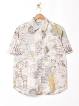 TEMPTATION マップ柄 コットンリネン 半袖シャツ