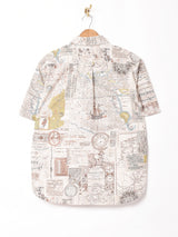 TEMPTATION マップ柄 コットンリネン 半袖シャツ