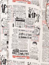 TEMPTATION ニュースペーパー柄 コットンリネン 半袖シャツ