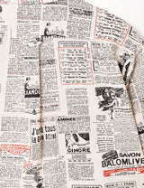 TEMPTATION ニュースペーパー柄 コットンリネン 半袖シャツ