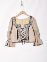 7分袖 花柄 チロルトップス