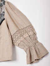 7分袖 花柄 チロルトップス