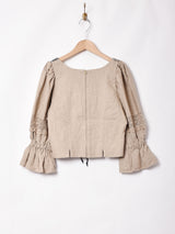 7分袖 花柄 チロルトップス