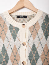 【2色展開】Meridianアーガイル柄 カーディガン