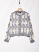 【2色展開】Meridianアーガイル柄 カーディガン