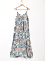 Meridian パッチワークプリント ティアード キャミソールワンピース