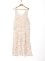 Meridian スリーブレス クロシェワンピース