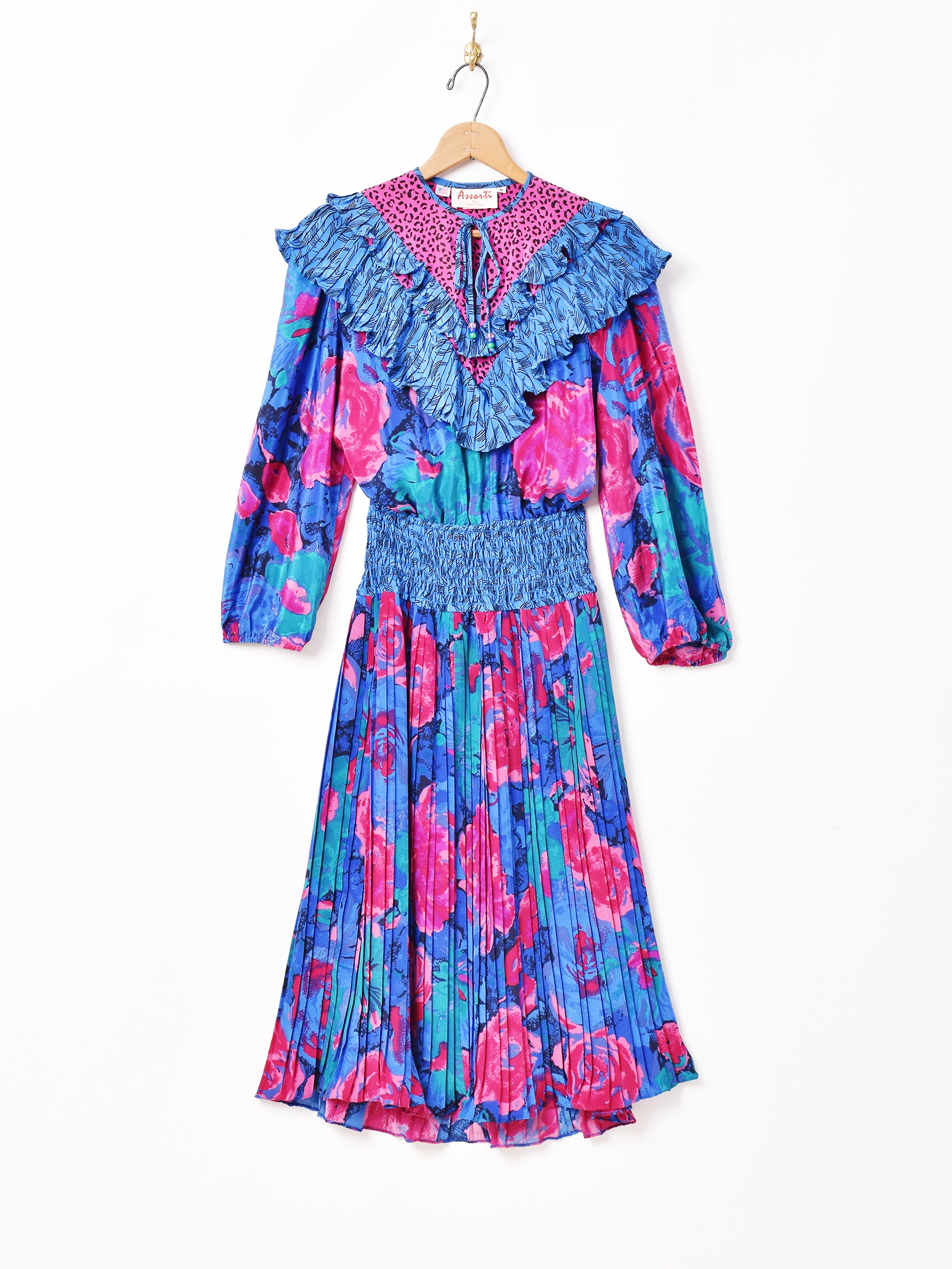 80's USA VINTAGE Susan Freisアメリカ古着ワンピース アメリカ製 susan freis ラッフルドレス – 古着屋Top of the Hillの