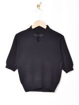 【2色展開】Meridian マンダリンカラー 半袖セーター