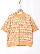 【2色展開】Meridian ジグザグ 半袖セーター