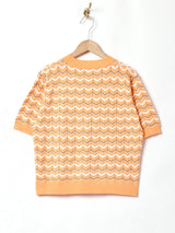 【2色展開】Meridian ジグザグ 半袖セーター