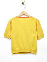 Elcamino 花刺繍 半袖カーディガン