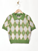 【2色展開】Meridian アーガイル ニットポロ