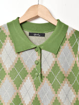 【2色展開】Meridian アーガイル ニットポロ