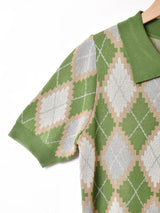 【2色展開】Meridian アーガイル ニットポロ