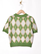 【2色展開】Meridian アーガイル ニットポロ