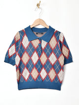 【2色展開】Meridian アーガイル ニットポロ