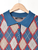 【2色展開】Meridian アーガイル ニットポロ