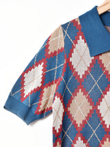 【2色展開】Meridian アーガイル ニットポロ