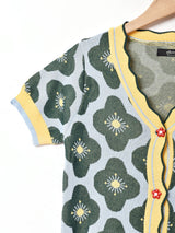 【2色展開】Meridian 花柄 半袖カーディガン