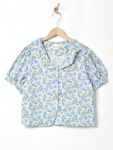 【2色展開】Elcamino フリルカラー 半袖ブラウス