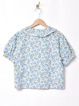 【2色展開】Elcamino フリルカラー 半袖ブラウス