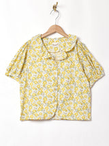 【2色展開】Elcamino フリルカラー 半袖ブラウス