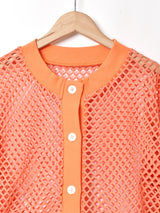 【4色展開】Meridian クロップド メッシュカーディガン