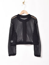 【4色展開】Meridian クロップド メッシュカーディガン