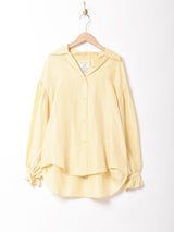 オープンカラー 長袖シルクシャツ