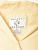 オープンカラー 長袖シルクシャツ