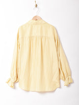 オープンカラー 長袖シルクシャツ