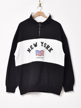 【2色展開】 ハイネック ハーフジップスウェット「NEW YORK」