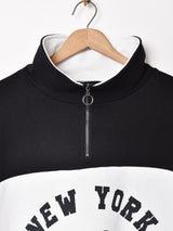 【2色展開】 ハイネック ハーフジップスウェット「NEW YORK」