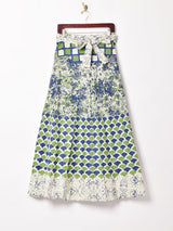総柄 マキシ丈 ラップスカート