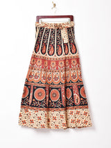 総柄 マキシ丈 ラップスカート