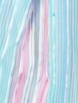 ベルト付き ストライプ 長袖 シルク シアーワンピース