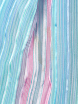 ベルト付き ストライプ 長袖 シルク シアーワンピース