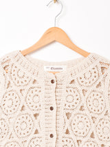 Elcamino サークルパターン クロシェカーディガン