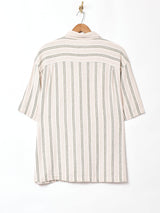 ストライプ 半袖 リネンシャツ
