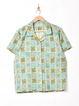Emerald Motel 総柄 コットンリネン オープンカラー半袖シャツ