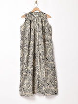 Emerald Motel ボタニカル柄 バンドカラー スリーブレス  ワンピース