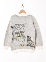 猫モチーフ ホワイトセーター