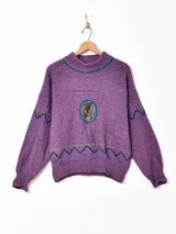 イタリア製 トナカイ刺繍 モックネックセーター