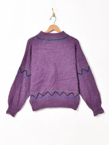 イタリア製 トナカイ刺繍 モックネックセーター