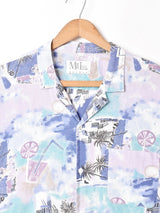 総柄 半袖 オープンカラーシャツ